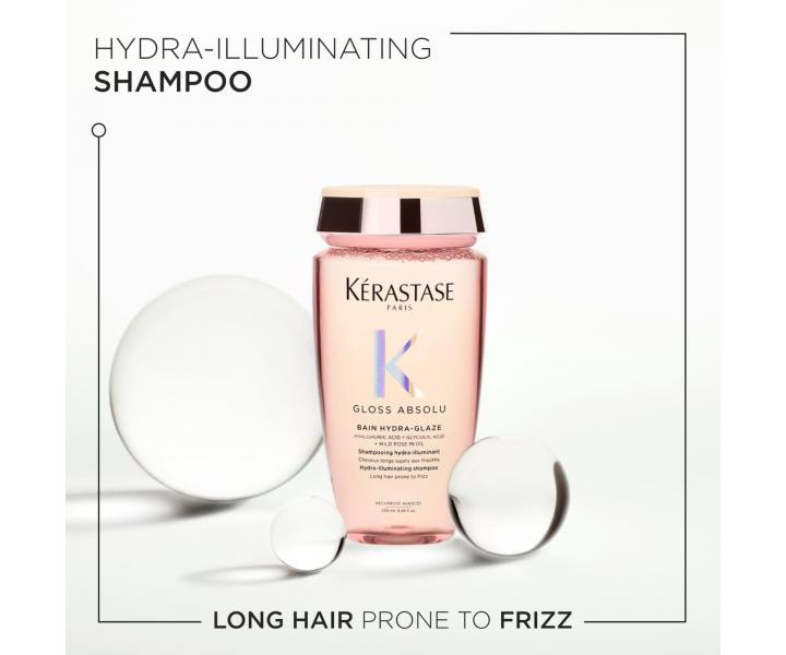 Hydratan a rozjasujci ampn pre vlasy so sklonom ku krepateniu Krastase Gloss Absolu Bain Hydra-Glaze - 250 ml