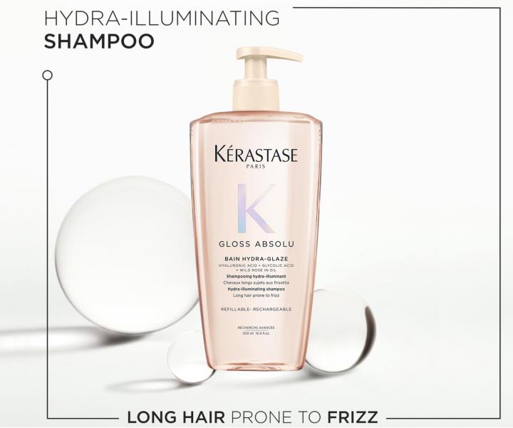 Hydratan a rozjasujci ampn pre vlasy so sklonom ku krepateniu Krastase Gloss Absolu Bain Hydra-Glaze - 500 ml