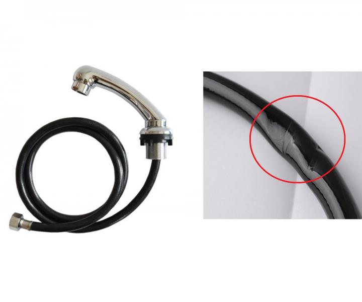 Sp��ka s plastovou hadicou pre um�vac� box Detail - chr�m, �ierna - II. akos� - otlaky na hadici