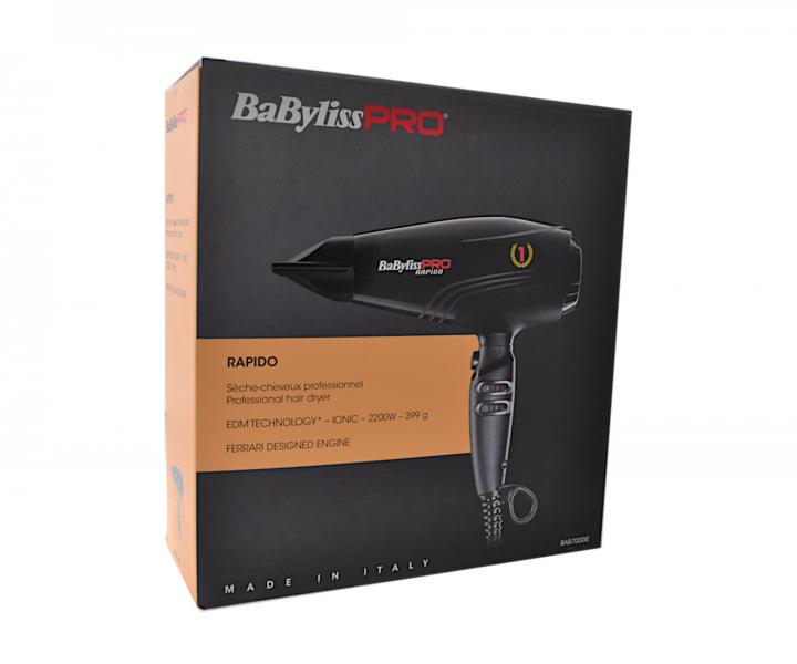 Profesionálny fén na vlasy BaByliss Pro Rapido - 2200 W, čierny - rozbalený