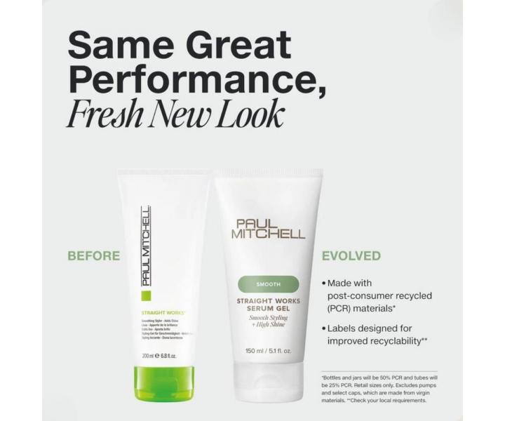 G�lov� s�rum pre narovnanie vlnit�ch a kudrnat�ch vlasov Paul Mitchell Smooth Straight Works Serum Gel - 150 ml