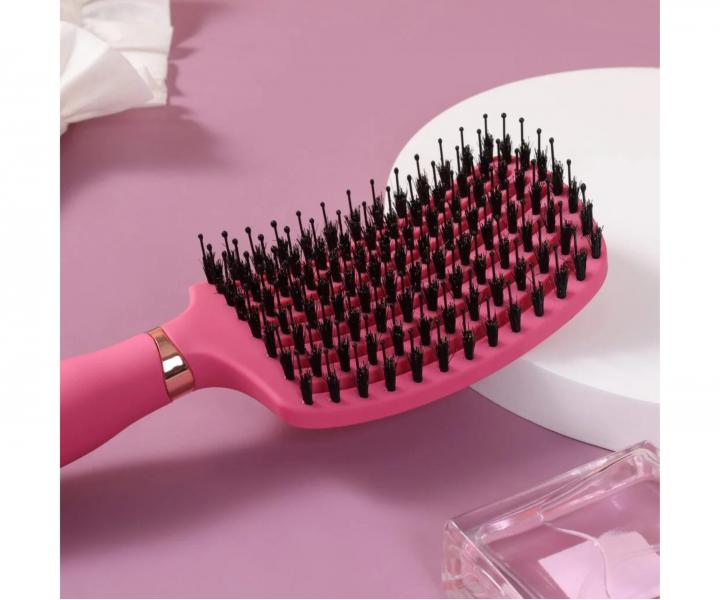 Kefa na roz�es�vanie a f�kanie vlasov s divia��mi a nylonov�mi �tetinami Sister Young Ovia Hair Brush - tmavo ru�ov�