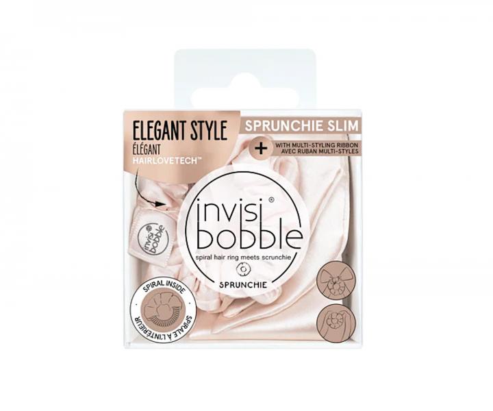 Ozdobn pirlov gumika s maou Invsibobble Scrunchie Slim Ballerina Bow - ruov