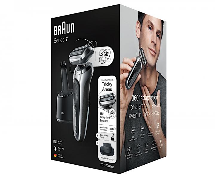 Planetov holiaci strojek s nabjacou a istiacou stanicou Braun Series 7 71-7200cc - strieborn