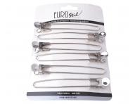 Chr�mov� spony do vlasov Eurostil Professional - 11,7 cm, strieborn�, 6 ks