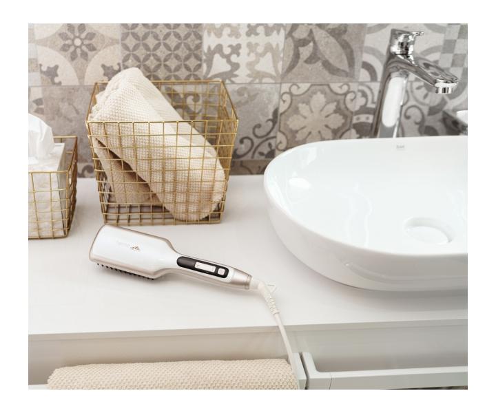 Nahrievacia ehliaca kefa na vlasy ETA Fenit - biela