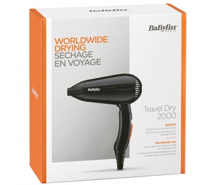 Cestovn fn so sklpacou rukovou BaByliss Travel Dry 5344E - 2000 W, ierny