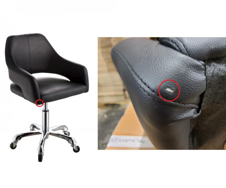 Taburet na kolieskach Silverfox 70080, �ierny - II. akos� - natrhnut� ko�enka na sed�ku