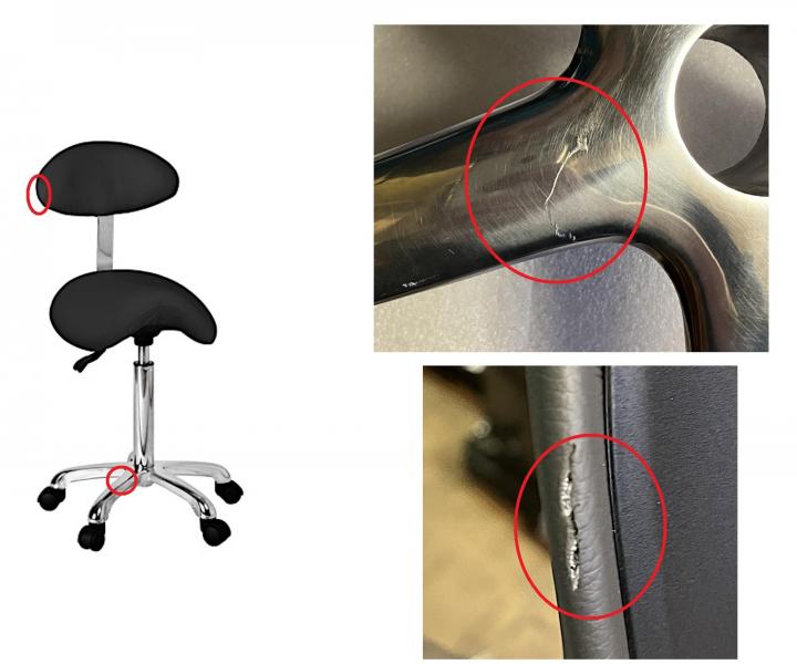 Taburet na kolieskach s opierkou Weelko NOBLE - ierny - II. akos, odreniny na podstavci a koenke