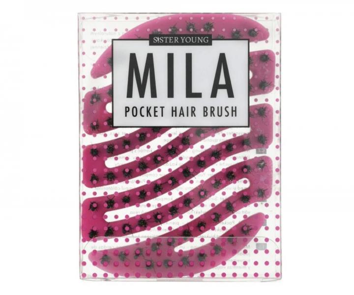 Kefa na vlasy s divia��mi a nylonov�mi �tetinami Sister Young Mila Pocket Hair Brush - tmavo ru�ov�