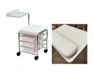 Multifunkn manikrny stolk / vozk Sibel - biely - II. akost - utipnut roh vrchnej dosky