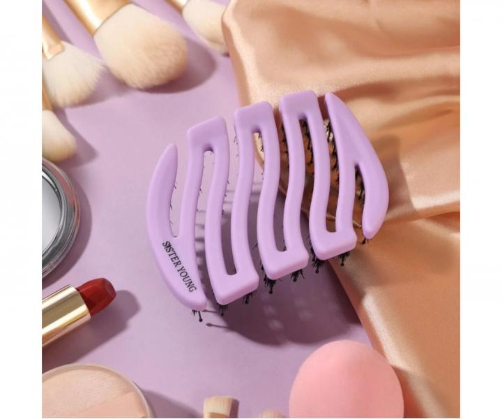 Kefa na vlasy s divia��mi a nylonov�mi �tetinami Sister Young Mila Pocket Hair Brush - fialov�