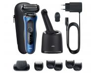 Plan�etov� holiaci stroj�ek s nab�jacou a �istiacou stanicou Braun Series 6 61-B7500cc - modr�