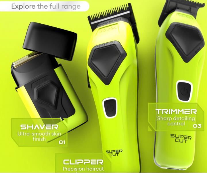 Profesion�lny strihac� stroj�ek na vlasy s vymenite�n�mi krytmi Rovra Super Cut Professional 5209 - neonovo zelen�/biela/�ierna