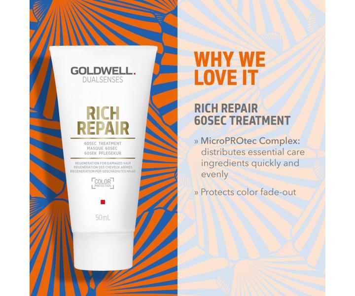 Cestovn sada pre such vlasy Goldwell Dualsenses Rich Repair Travel Set + kozmetick tatika zadarmo