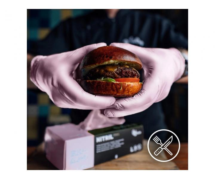 Nitrilov rukavice Espeon Nitril Sparkle - 100 ks, perleov ruov, vekos XS