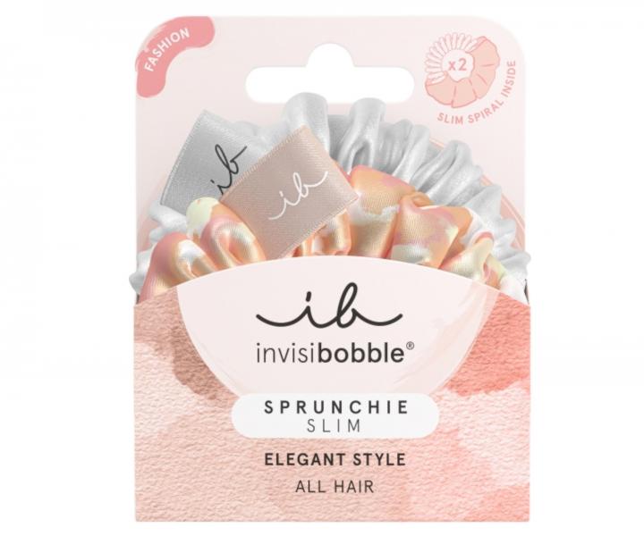 Ozdobn pirlov gumiky Invisibobble Sprunchie Slim Bella Chrome - 2 ks