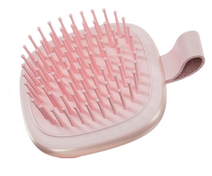 Cestovn kefa na vlasy so zrkadielkom Laifen Air Pink - ruov