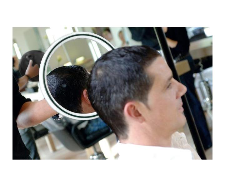 Okrhle zrkadlo s rukovou Sibel, bielo-ierne