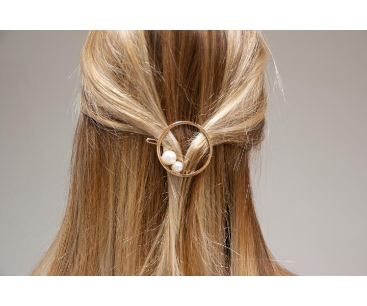 Ozdobn spona do vlasov guat s perlami Eurostil Profesional - 4,5 cm, zlat, 2 ks