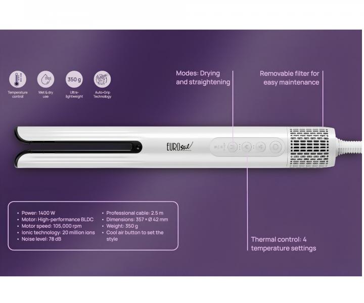 Vys��acia �ehli�ka na vlasy Eurostil Professional Aura 09500 - 1400 W, strieborn�