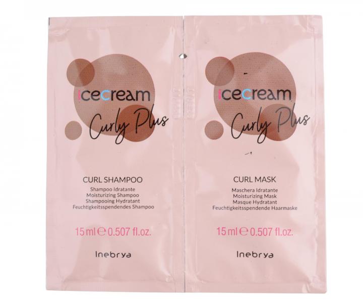 ampn a maska na kuerav a vlnit vlasy Inebrya Ice Cream Curly Plus - 2x15 ml