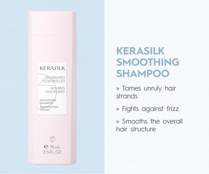 Dar�ekov� sada na vyhladenie krepat�ch a nepoddajn�ch vlasov Kerasilk Smoothing Travel Set + kozmetick� ta�ti�ka zadarmo