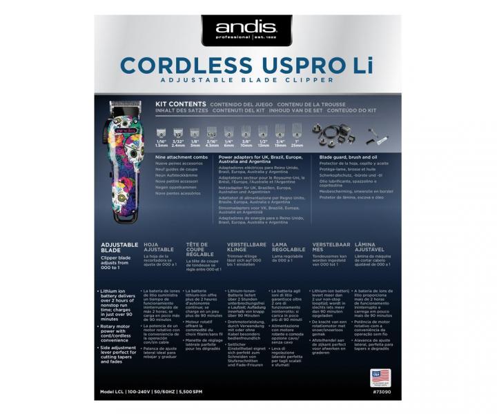 Profesionlny strihac strojek Andis Cordless USPro Li Sugar Skull 73090