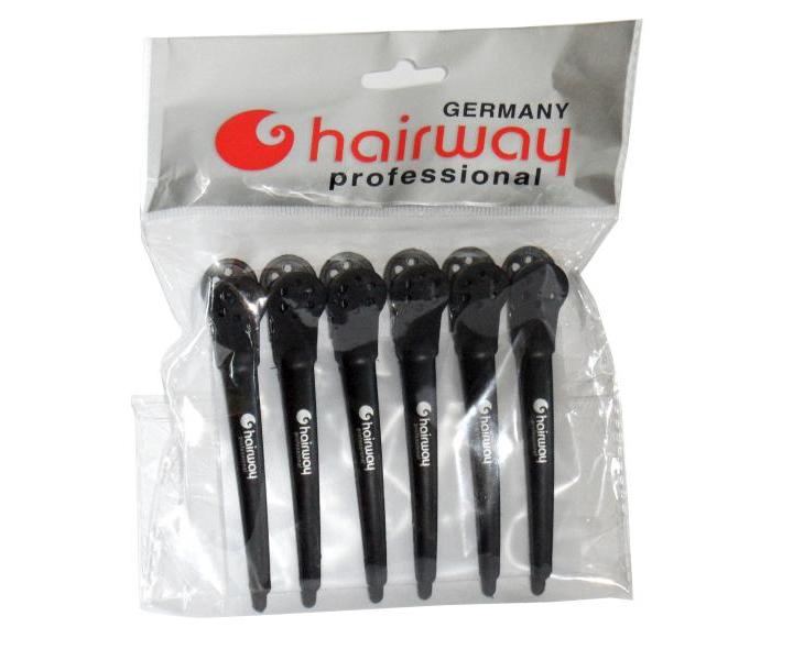 Karbonov klipsy do vlasov Hairway 10 cm, ierne - 6 ks