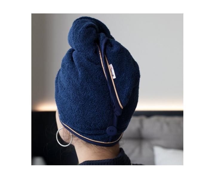 Turban na vlasy MaryBerry Full Moon - tmavo modr so zlatm prkom