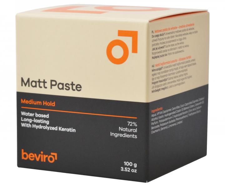 Zmatňujúci pasta na vlasy so strednou fixáciou Beviro Matt Paste Medium Hold -100 g- krátka expiráci