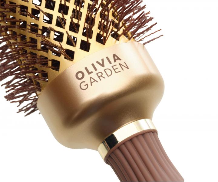 Okrhla fkacia kefa na vlasy Olivia Garden Expert Blowout Shine Gold & Brown - 43 mm