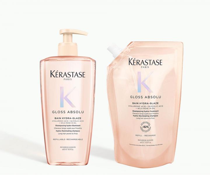 Hydratan a rozjasujci ampn pre vlasy so sklonom ku krepateniu Krastase Gloss Absolu Bain Hydra-Glaze - 500 ml