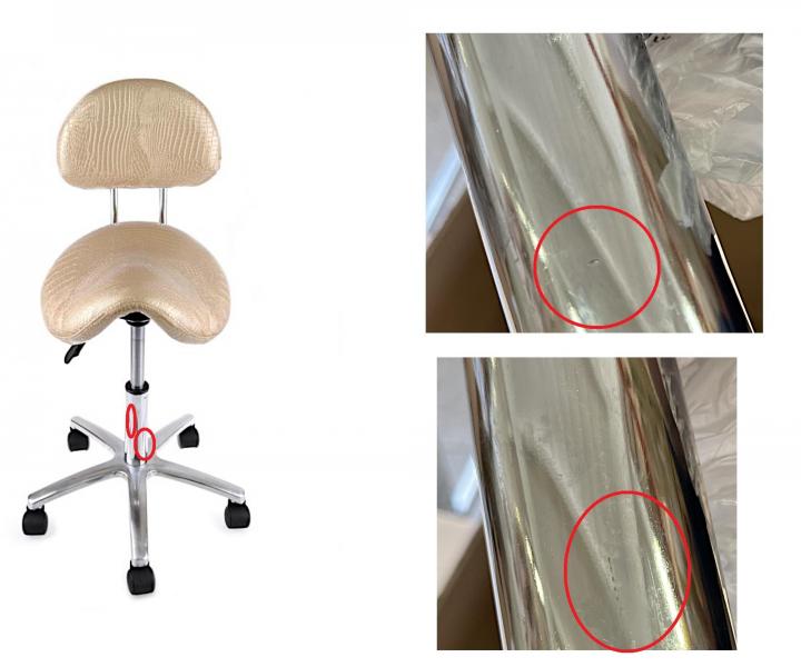 Taburet na kolieskach s opierkou Detail T2 - zlat� (76) - II. akos� - odreniny na pieste