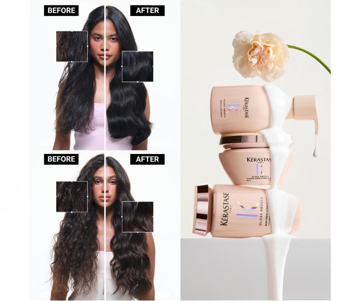 Hydrata�n� a rozjas�uj�ci �amp�n pre pevn� a krepovat� vlasy K�rastase Gloss Absolu Bain Cr�me Hydra-Glaze - 250 ml