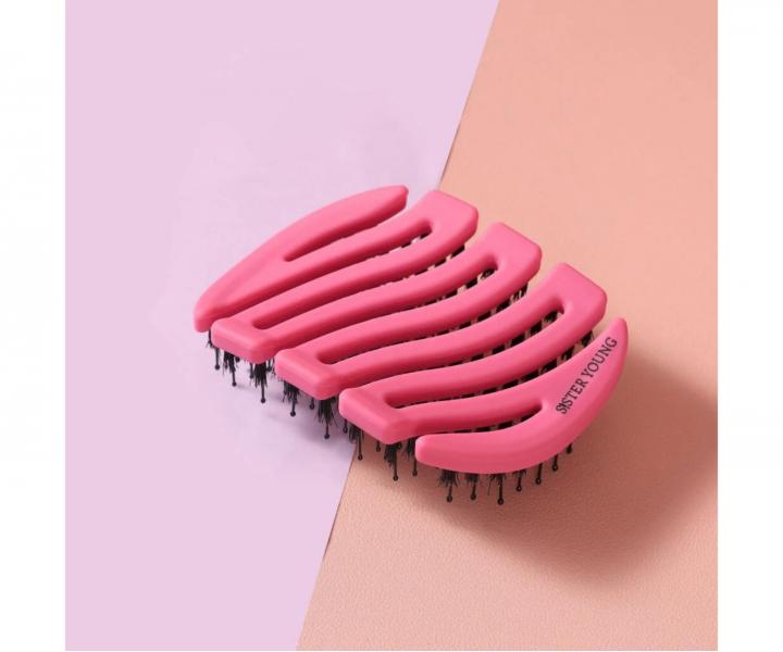 Kefa na vlasy s divia��mi a nylonov�mi �tetinami Sister Young Mila Pocket Hair Brush - tmavo ru�ov�