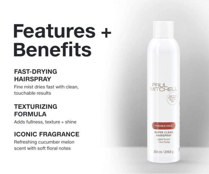 �ahk� lak na vlasy so strednou fix�ciou Paul Mitchell Flexible Hold Super Clean Hairspray - 300 ml
