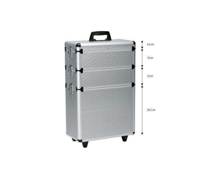 Sekcionlny kufor na kolieskach Sibel Modular - strieborn