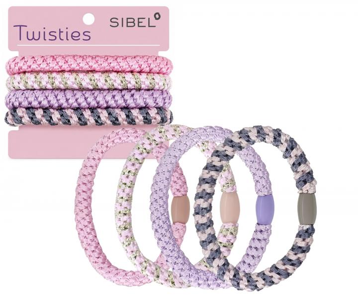 Sada farebn�ch gumi�iek do vlasov Sibel Twisties - ru�ov�, 4 ks