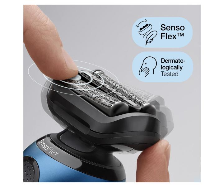 Plan�etov� holiaci stroj�ek s nab�jacou a �istiacou stanicou Braun Series 6 61-B7500cc - modr�