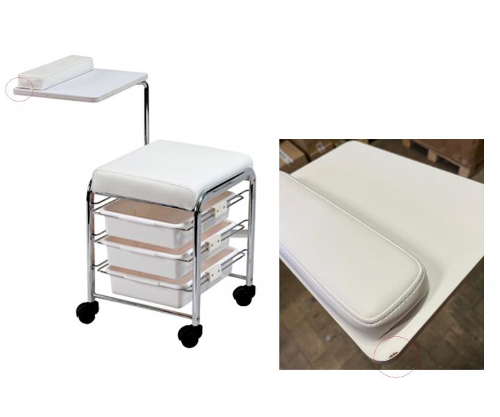 Multifunkn manikrny stolk / vozk Sibel - biely - II. akost - utipnut roh vrchnej dosky