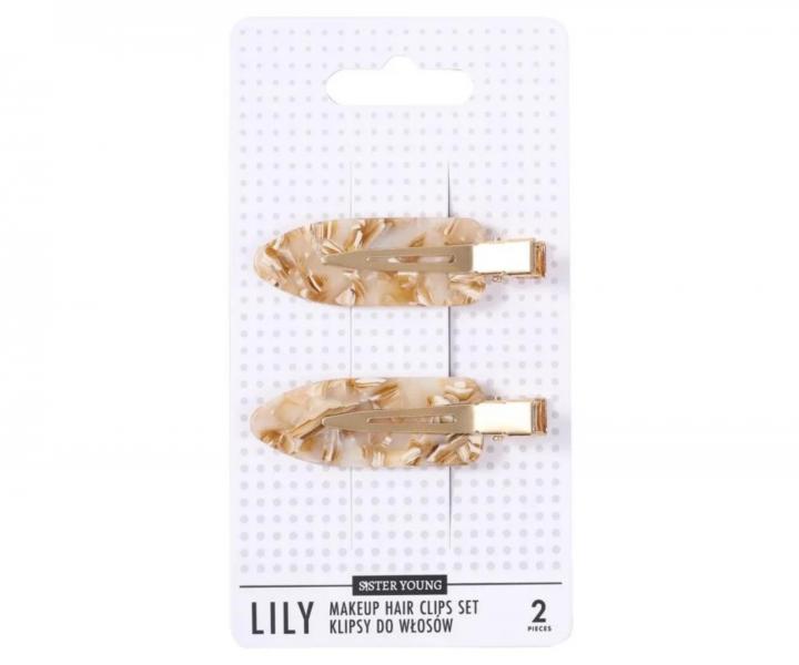 Spony do vlasov s podlo�kami Sister Young Lily Makeup Hair Clips Set - 6 cm, 2 ks