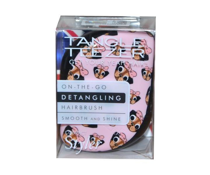 Kefa na vlasy Tangle Teezer Compact - Pug love, �ierny