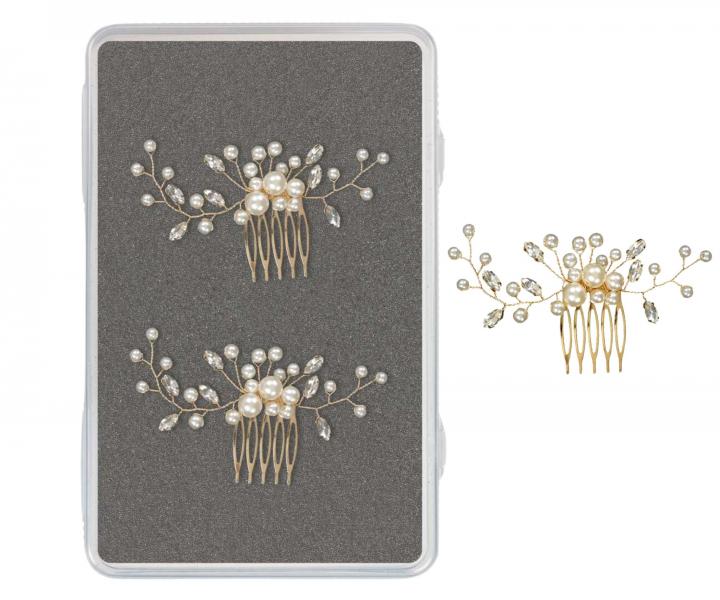 Sada ozdobnch vlseniek a hrebienkov Sibel Festive Hair Pins Golden Color Kit - 13 ks, zlat