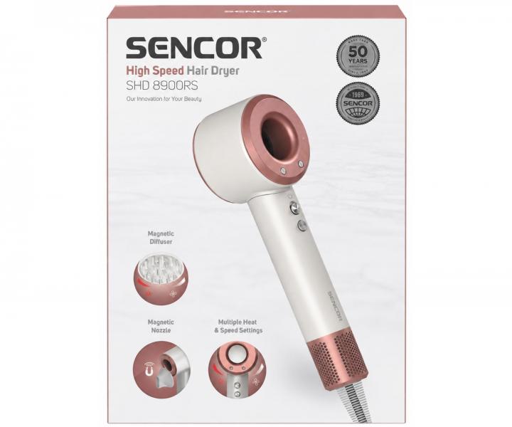 F�n na vlasy s difuz�rom Sencor High Speed Hair Dryer SHD 8900RS - 1500 W, biely