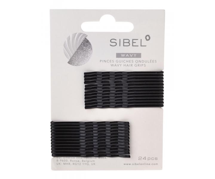 Vlnit� sponka Sibel Wavy - 5 cm, �ierna - 24ks