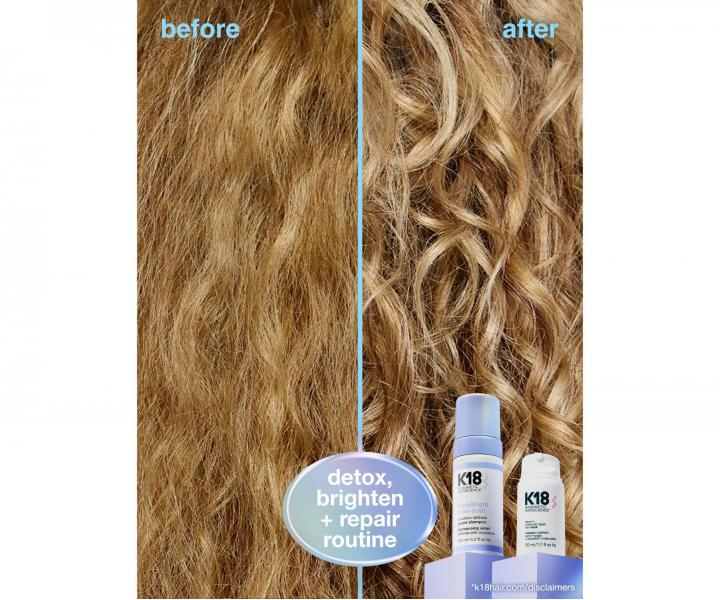 Penov� fialov� �amp�n pre blond a zosvetlen� vlasy s trojit�m ��inkom K18 TripleBright Purple Shampoo - 125 ml