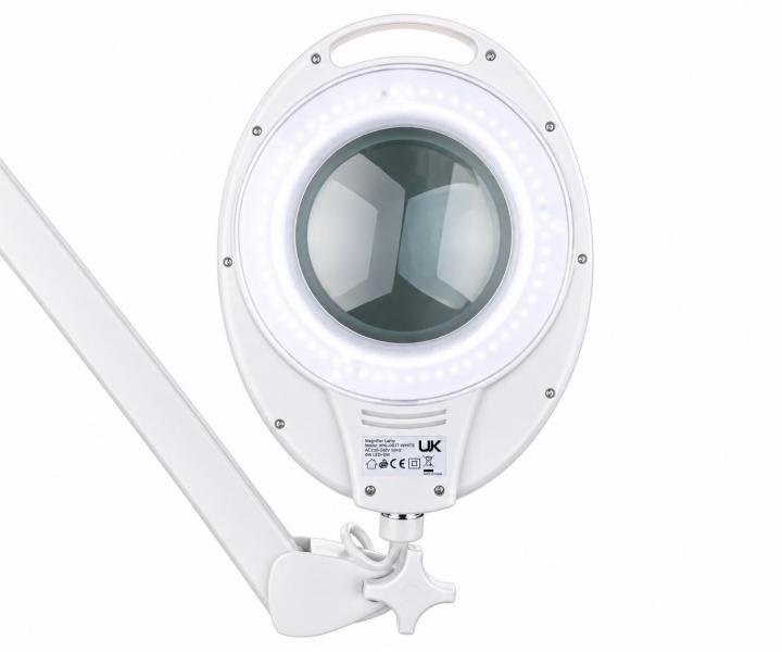 Zv��ovacia lupa s LED lampou na stojane aj s uchyten�m na st�l Weelko Mega+ White- 5 dioptri�