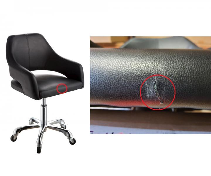 Taburet na kolieskach Silverfox 70080, �ierny - II. akos� - natrhnut� ko�enka na sed�ku