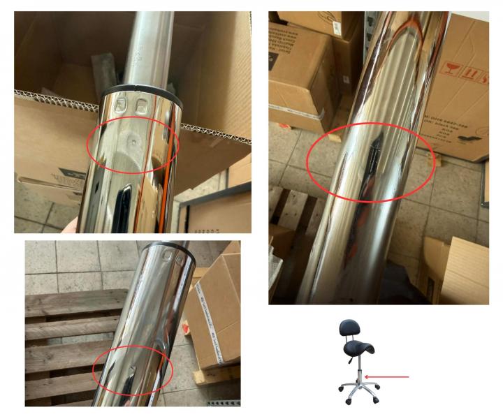 Taburet na kolieskach s opierkou Detail T2 - �ierny (38) - II. akos�, po�kriaban� piest